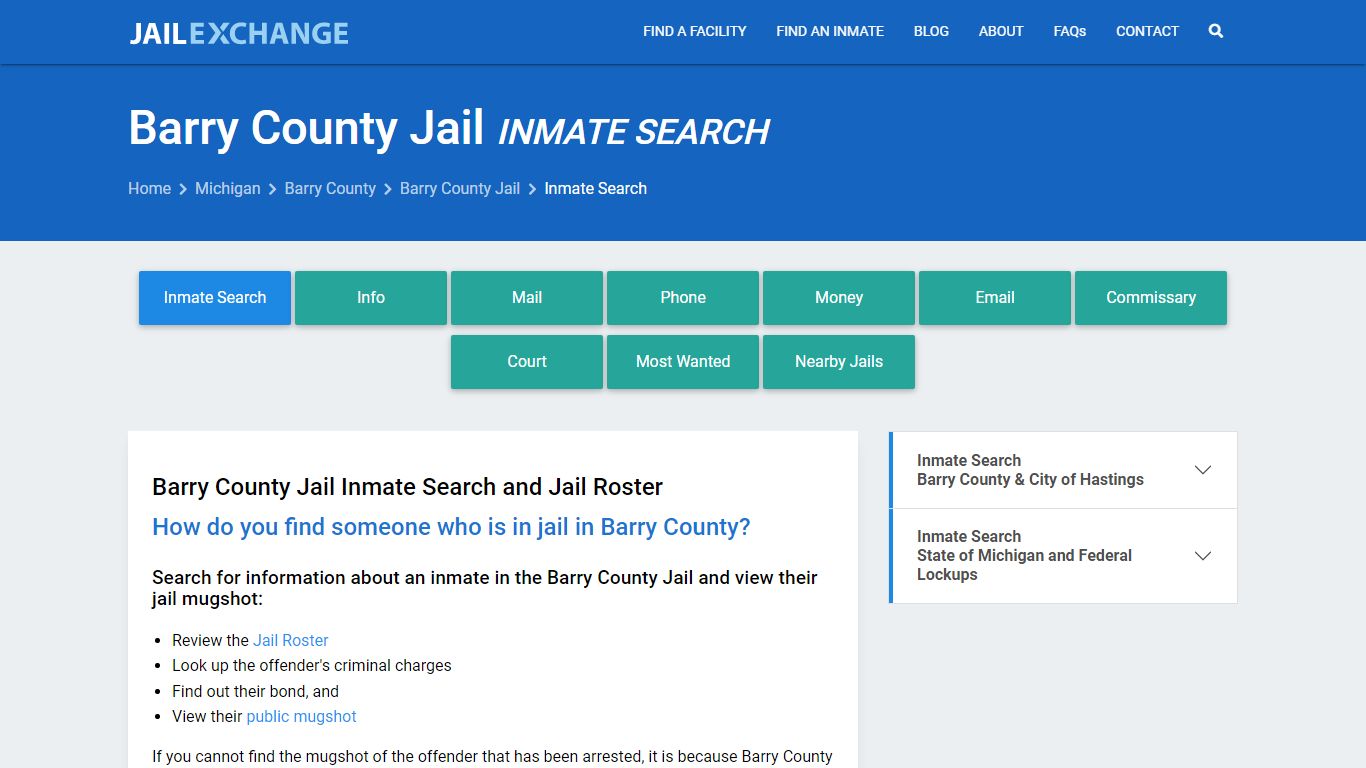 Inmate Search: Roster & Mugshots - Barry County Jail , MI